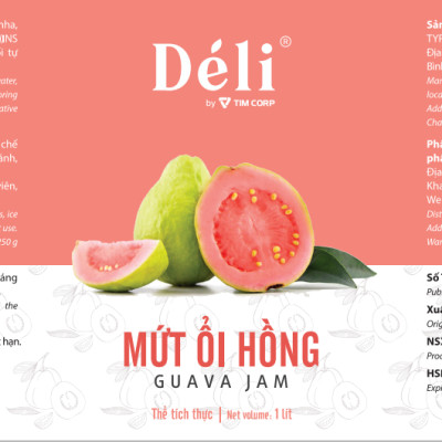 Mứt ổi hồng pha chế Déli - chai 1L