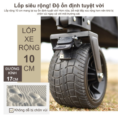 Xe kéo dã ngoại, ngoài trời, du lịch, cắm trại, picnic, đa năng bánh xe rộng có khóa cố định dung thích 230l gấp gọn