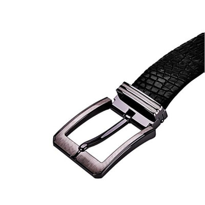 HC4835 - Dây nịt nam da cá sấu Huy Hoàng gai đuôi 4P đầu kim màu đen