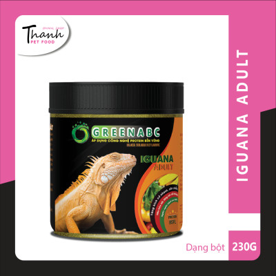 Thức ăn bò sát Iguana Trưởng Thành nhãn GREENABC dùng cho Iguana từ 1m trở lên – Gai bung, gù cao, dáng đẹp, lên màu tươi - Hộp 230g