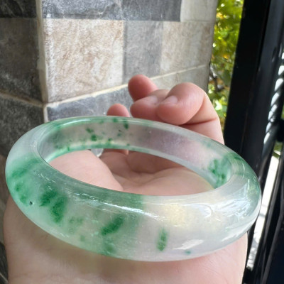 Vòng Tay Nữ Bản Hẹ Đá Mã Não DuLong Trắng Xanh Rong Biển Trong Bóng Đẹp Ni 53mm Cao 13mm Dầy 8mm Nữ 50kg - 55kg đeo Món quà tặng Nữ đeo tay xinh rẻ đẹp ý nghĩa ạ