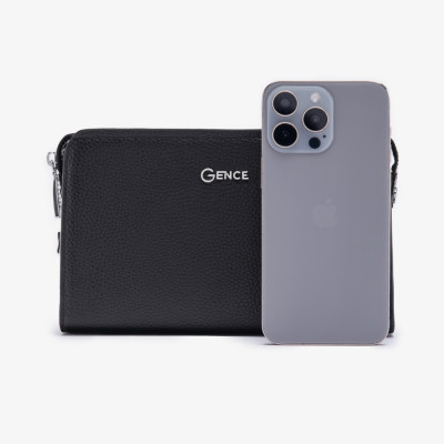Ví Cầm Tay Công Sở Clutch Nam GENCE RB03 Chất Liệu Da Bò Cao Cấp Màu Đen