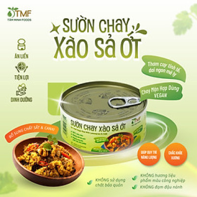 Sườn chay xào sả sớt thơm ngon đậm vị 100g Tâm Minh Foods