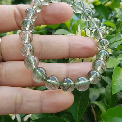 Vòng tay nữ đá thạch anh tóc xanh tự nhiên 9mm trong bóng nhuyễn mượt đẹp  Size vòng 9mm Nữ mệnh Thủy Mộc hỏa đeo ạ