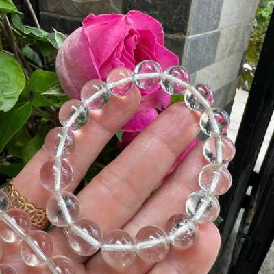 Vòng Chuỗi Nữ Đá Thạch Anh Trắng Tự Nhiên trong bóng đẹp size hạt 10mm Hợp Nữ mệnh Kim mệnh Thủy đeo đẹp xinh tay tốt cho sức khỏe công việc may mắn ạ