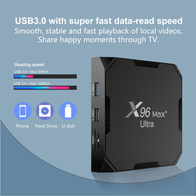 Android Tivi Box X96 Max plus ultra S905X4 Ram 4G Rom 32G Wifi Kép Có Bluetooth Cài Sẵn Ứng Dụng Xem Phim HD Và Truyền Hình Cáp miễn phí vĩnh viễn - Hàng Nhập Khẩu