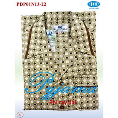 Bộ Pyjama HUONGTAM Phi tay dài nam cao cấp(PDP01N15).Chất liệu vải polyester mềm mại, thoáng mát, không phai màu.