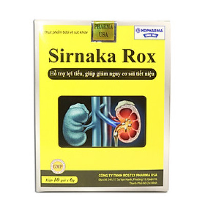 Sirnaka Rox lợi tiểu, giảm nguy cơ sỏi thận, sỏi tiết niệu - Hộp 10 gói thành phần Cao Kim tiền thảo, Cao đặc Râu mèo