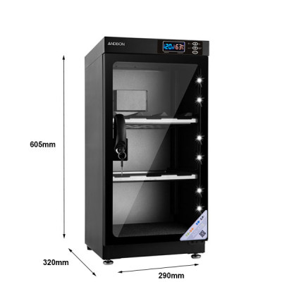 Tủ chống ẩm máy ảnh 50 Lít ANDBON AD-50S , 3 ngăn chống xước, cài đặt được % độ ẩm - Hàng chính hãng