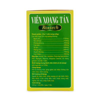 Viên Xoang Tán Roxtech thông mũi, giảm viêm mũi dị ứng, viêm xoang - 50 viên
