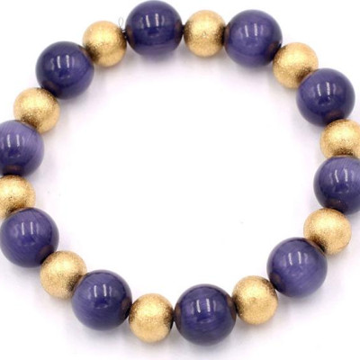 Chuỗi đeo tay - đá mắt mèo tím 10 ly VMEIHVT1 - hợp mệnh Hỏa, mệnh Thổ