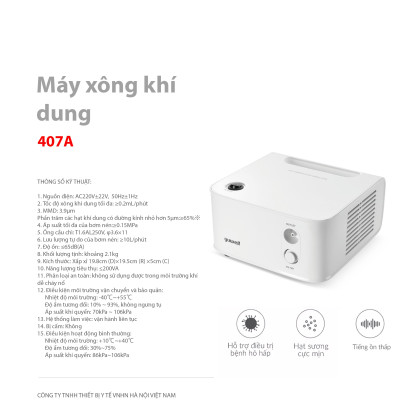 Máy Xông Khí Dung Nén Khí YUWELL 407A Xông Mũi Họng Hiệu Quả - Bảo Hành 2 Năm - Nhập Khẩu Chính Hãng