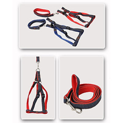 Dây dắt vải jean cho chó mèo 