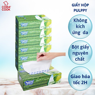 Giấy Lụa Hộp Pulppy Hương Trà Khăn Giấy Rút 100 Tờ 2 Lớp