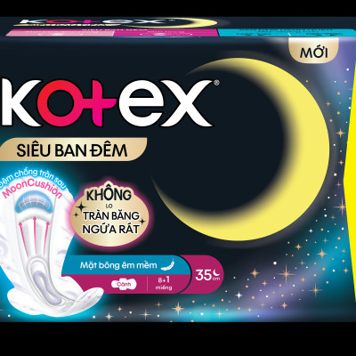 Combo 2 gói băng vệ sinh Kotex ban đêm đệm sau 8+1 miếng loại 35 cm