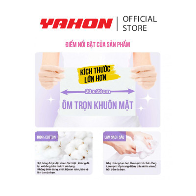 Bao Khăn Khô Lau Mặt Cao Cấp POP-PUF 100% Cotton, 40 Miếng/Bao