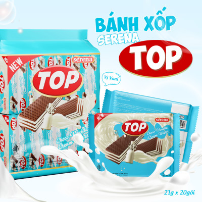 Bánh Xốp Kem Serena TOP – Giòn Tan, Thơm Ngon Khó Cưỡng – Túi 420g (20 gói)