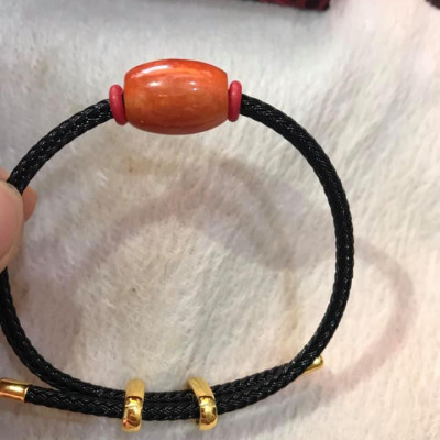 VÒNG TAY LU THỐNG KIỂU ĐÁ CẨM THẠCH CAM ĐỎ DÂY ĐEN MỚI ĐẸP KHÓA RÚT MAY MẮN TÀI LỘC XINH XẮN  TAY NỮ MỆNH HỎA MỆNH THỔ TAY NHỎ LỚN ĐEO VỪA HẾT Ạ  VÒNG FREE SIZE CHỈNH SỬA THEO TAY TÙY Ý Ạ