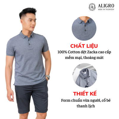 Áo polo nam cộc tay trơn màu xám vừa aligro ALGPLO44