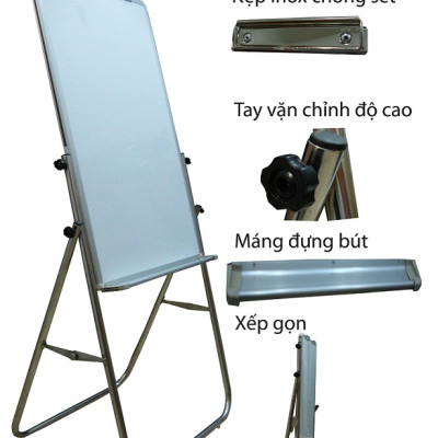 BẢNG FLIPCHART VIẾT BÚT LÔNG TỪ LAMINATE CHÂN INOX KT 100x120cm