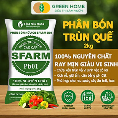 Phân Trùn Quế Greenhome, Bao 2kg, Dinh Dưỡng Hữu Cơ, Không Mùi, Tốt Cho Lan, Bonsai, Rau, Cây Ăn Trái