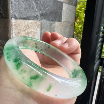 Vòng Tay Nữ Bản Hẹ Đá Mã Não DuLong Trắng Xanh Rong Biển Trong Bóng Đẹp Ni 53mm Cao 13mm Dầy 8mm Nữ 50kg - 55kg đeo Món quà tặng Nữ đeo tay xinh rẻ đẹp ý nghĩa ạ