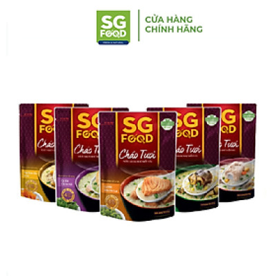 Combo 5 gói Cháo Tươi SG Food đủ vị (Tổ Yến Thịt Thăn, Sườn Non, Lươn, Cá Lóc, Cá Hồi)