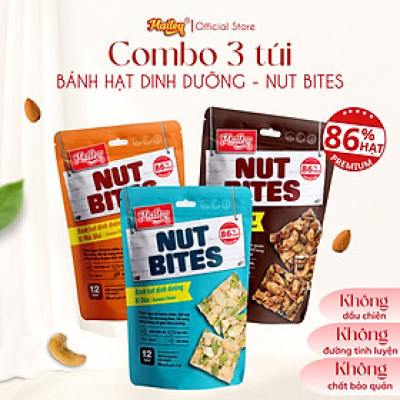 [COMBO 3 TÚI] Bánh hạt dinh dưỡng NUT BITES Mailey túi 96g - thơm ngon từ hạt tự nhiên và giàu dinh dưỡng