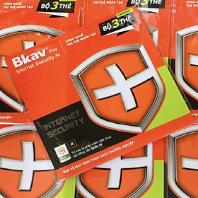 Phần mềm diệt virus BKAV Pro AI - Bộ 3 thẻ: sử dụng cho 3 PCs/1 năm - Hàng chính hãng
