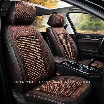 (Full bộ xe 5 chỗ) Lót Ghế Ô Tô hạt gỗ massage cao cấp chất liệu gỗ thoáng mát, thoải mái khi lái xe