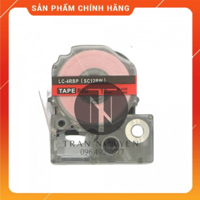 Nhãn in Tepra SC12RW (LC-4RBP) - Chữ đen nền đỏ 12mm x 8m - Hàng nhập khẩu