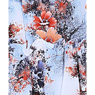 Váy đầm lanh (tole) Thái 3D Vicci TVN004.3 thiết kế tay ngắn dáng đuôi cá suông nhẹ phối họa tiết hoa nền xanh nâu phù hợp mặc nhà, đi chơi