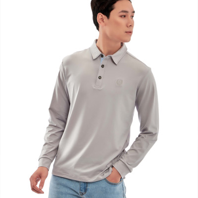 Áo thun nam dài tay ALIGRO chất cotton thấm hút mồ hôi, mềm mại màu ghi ALGAPD051