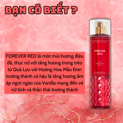 Body Mist Bath And Body Works Nam Nữ Chính Hãng Forever Red, Xịt Thơm Body Toàn Thân Hương Nước Hoa