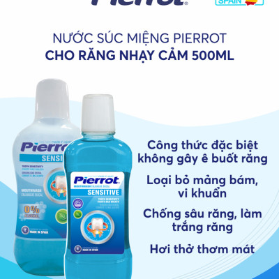 [ Mua 2 tặng 1 chỉ kẽ răng ] Nước súc miệng cho răng nhạy cảm Pierrot 500ML