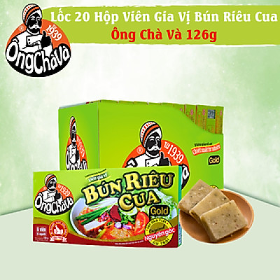 Lốc 20 Hộp Viên Gia Vị Bún Riêu Cua Ông Chà Và 126g (Crab Chowder Rice Noodle Soup Cubes)