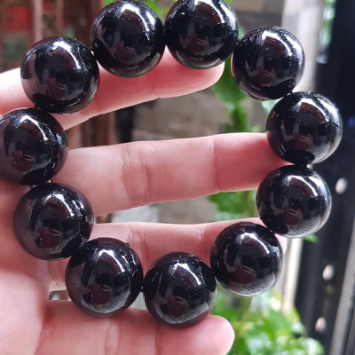 Vòng Tay May Mắn Nam Đá Mã Não Đen Đậm Đẹp size lớn 20mm Vòng chuẩn hợp các Anh mạng Thuỷ , mệnh Mộc ạ