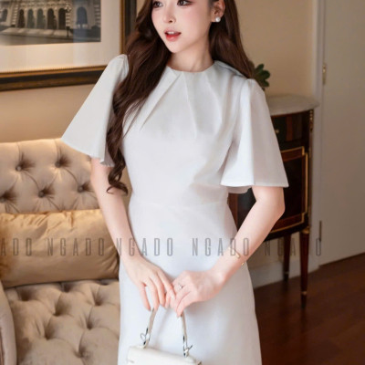 Đầm trắng cổ xếp NGADO
