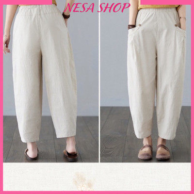 Quần ống rộng nữ, chất liệu Đũi cao cấp, phong cách Hàn Quốc, trẻ trung, thoải mái NeSa Shop QKH.56
