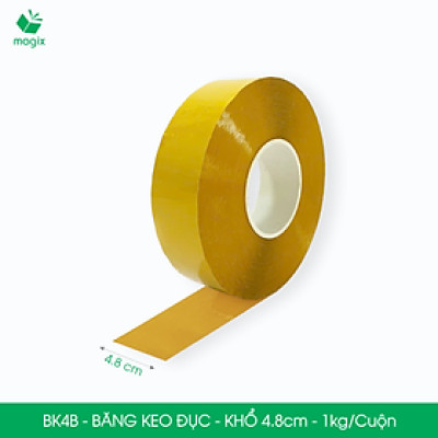 BK4B - 12 cuộn băng keo đục 1kg, khổ 4.8cm lõi nhựa - Băng dính đóng hàng, băng keo khổ lớn