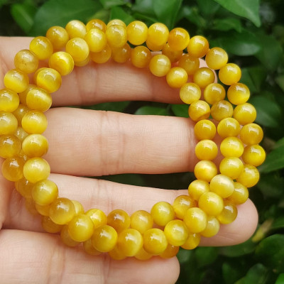 Vòng tay nữ đá mắt hổ tự nhiên vàng anh vip 6mm quấn tay 3 vòng đẹp vòng màu vàng anh tươi đẹp hợp nữ mệnh kim mệnh thổ mệnh thuỷ đeo tay may mắn xinh đẹp sang tay ạ