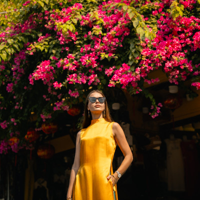 Áo Dài Lụa Tơ Tằm Dã Quỳ ADA004 thời trang thiết kế Hity