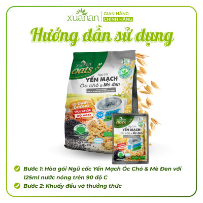 Ngũ Cốc Yến Mạch, Óc Chó Và Mè Đen Xuân An [ít đường] Túi 400G {25g*16 gói}