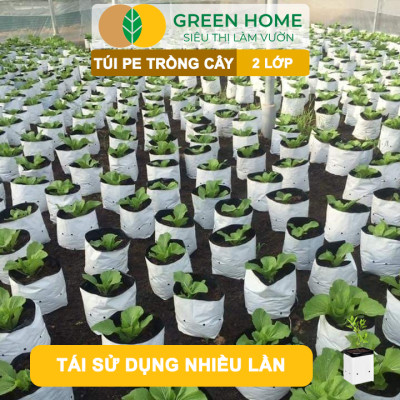 10 Túi Trồng Cây GreenHome, PE 2 Lớp, 17x33CM, Chống UV, Tiện Lợi, Độ Bền 1,5 Năm, Trồng Rau, Hoa
