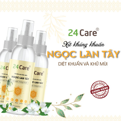 Xịt Phòng Tinh Dầu Ngọc Lan Tây Hữu Cơ Organic  24Care 50ML/100ML - Kháng khuẩn - Khử mùi hôi - Đuổi muỗi, côn trùng - Tạo không gian lãng mạn, hẹn hò - Hương thơm thư giãn.