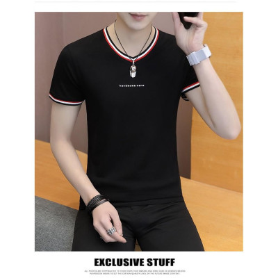 Áo thun nam ngắn tay cổ tim body thời trang cao cấp ATN06-Đen