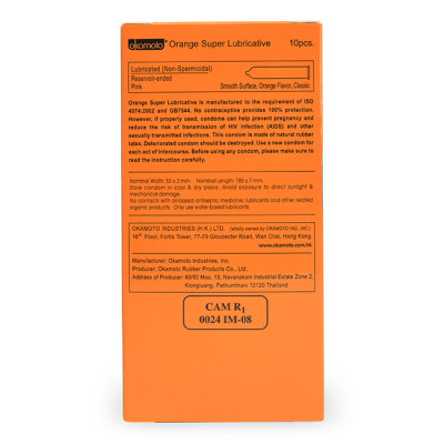 Bao Cao Su Okamoto Skinless Skin Orange Lubricated 10s Hương Cam