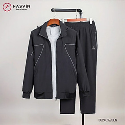 Bộ quần áo gió nam 2 lớp có mũ FASVIN BC24639.HN vải thể thao cao cấp lót vải thun hàng chính hãng