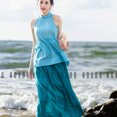 Chân váy xanh ngọc NGADO , váy nữ , Chân váy xòe nữ , Chân váy dài , Chân váy thiết kế