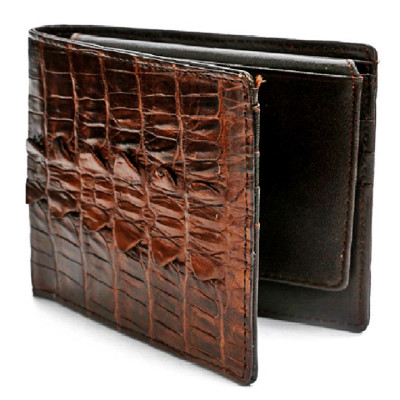 HJ2207-08-09-42 - Ví nam Huy Hoàng da cá sấu gai đuôi màu đen, nâu đỏ, vàng bò, nâu đất